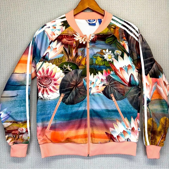 Adidas Originals Farm Curso D'Agua Floral Zip Up Track Jacket Women's Sz Medium - Picture 1 of 10